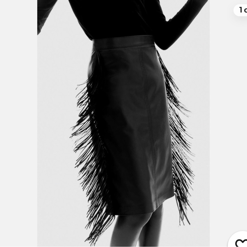 H&M coated black fringe skirt
